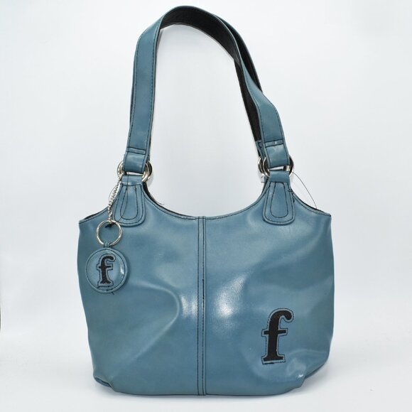 F Initial Blue Purse Shoulder Bag with Keychain NEW - Picture 1 of 3